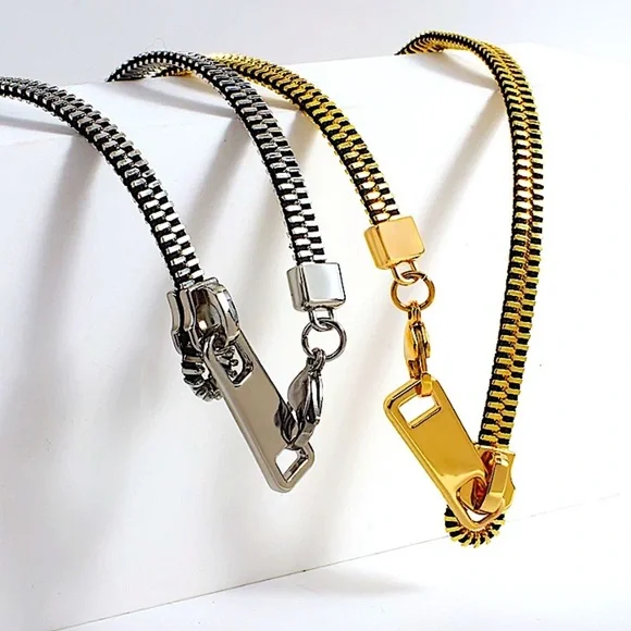 Gold Zipper Punk Minimalist Versatile Necklace - Picture 6 of 15